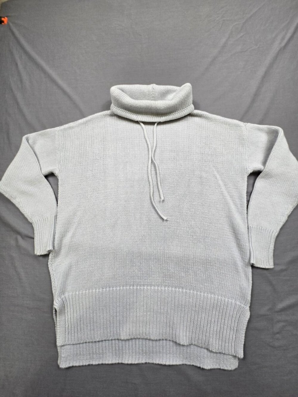 Haven Well Within Large Turtleneck Sweater Gray Cotton Blend Knit Pullover